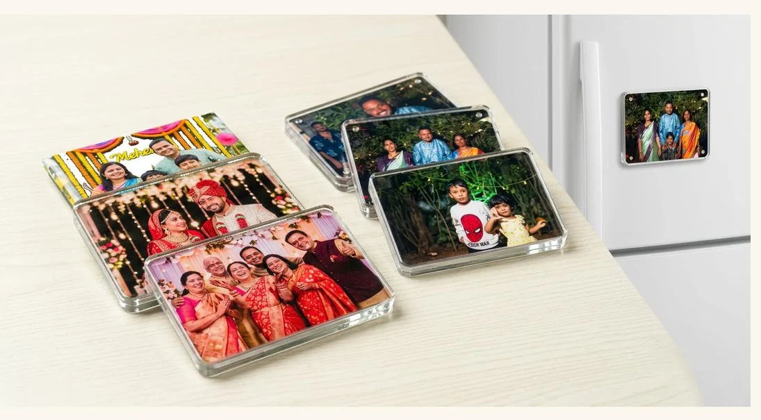 Live acrylic photo magnets made by OctoSnap at an event in Hyderabad
