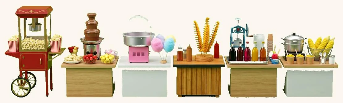 OctoSnap food stalls popcorn, chocolate fountain, sugar candy, spring potato, ice gola and sweet corn